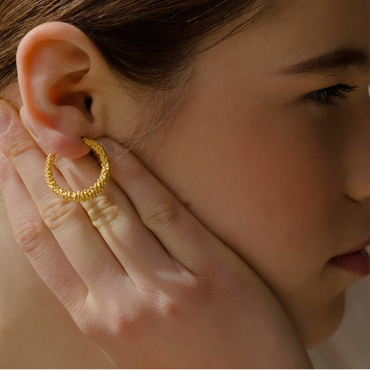STARDUST EARRINGS HOOP LARGE GOLD