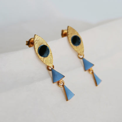 SOMNI EARRINGS BLUE TRIANGLES AND SPINDLE
