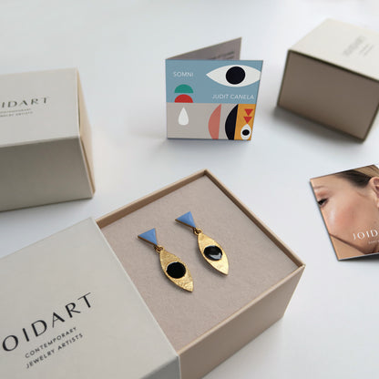 SOMNI EARRINGS BLUE TRIANGLE AND SPINDLE