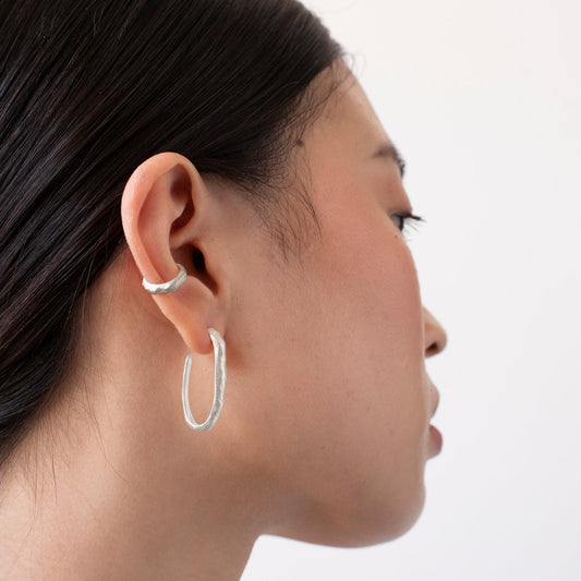 SAUMA EARRINGS HOOP LARGE SILVER